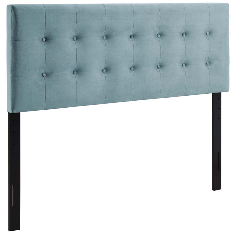 Modway Emily Biscuit Tufted Velvet Full Headboard in Light Blue Cymax