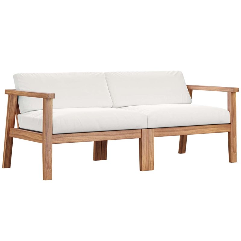 Modway Bayport 2Piece Fabric & Teak Wood Patio Loveseat in Natural and