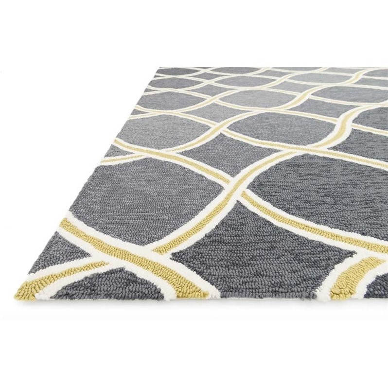 Loloi Venice Beach 3'6" x 5'6" Hand Hooked Rug in Charcoal and Lime