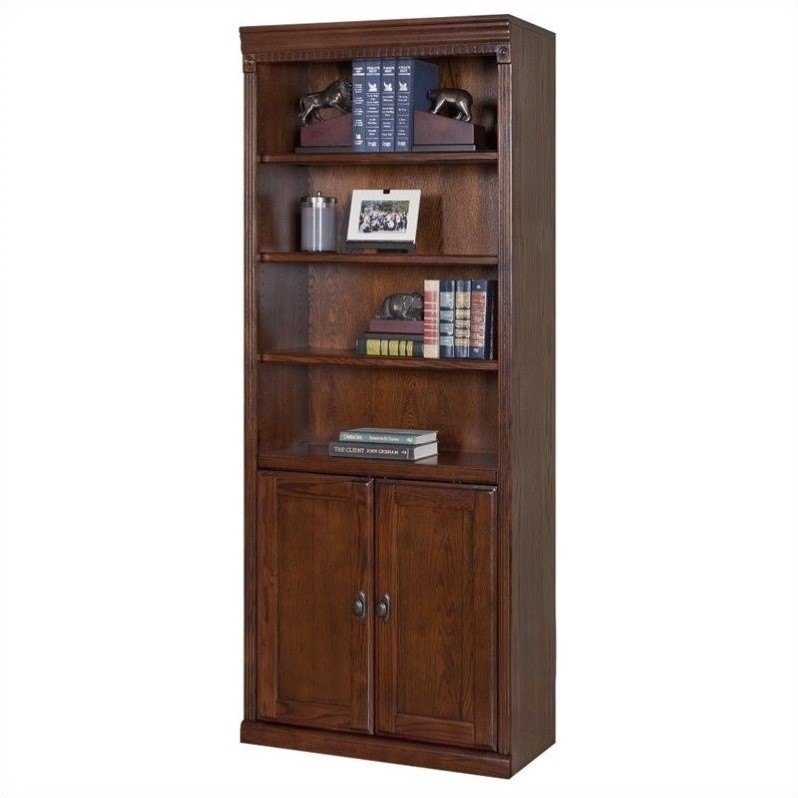 Martin Furniture Huntington Oxford 6 Shelf Wood Bookcase in Burnished