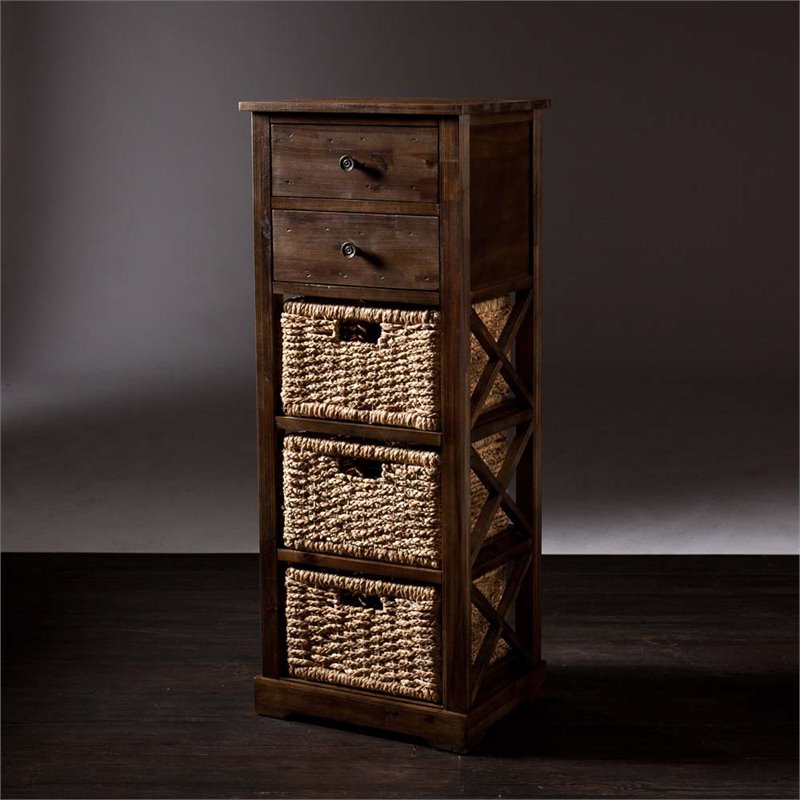 Southern Enterprises Jayton 3 Basket Storage Tower Unit in Brown HZ6853