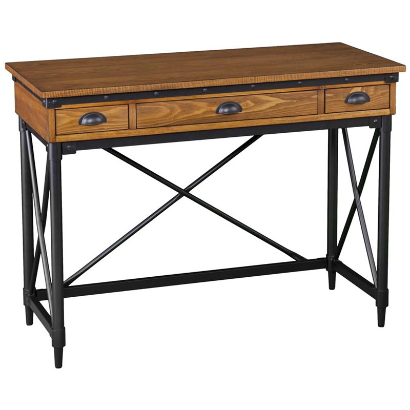 Southern Enterprises Luther Industrial Computer Desk in Antique Oak