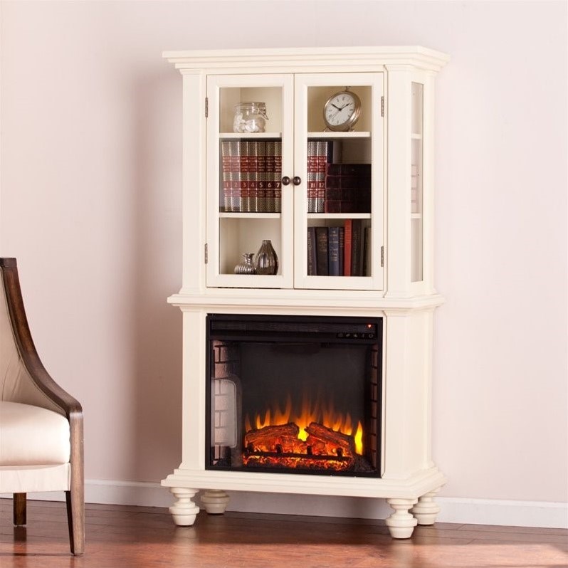 Southern Enterprises Townsend Electric Fireplace Bookcase in White FE9828
