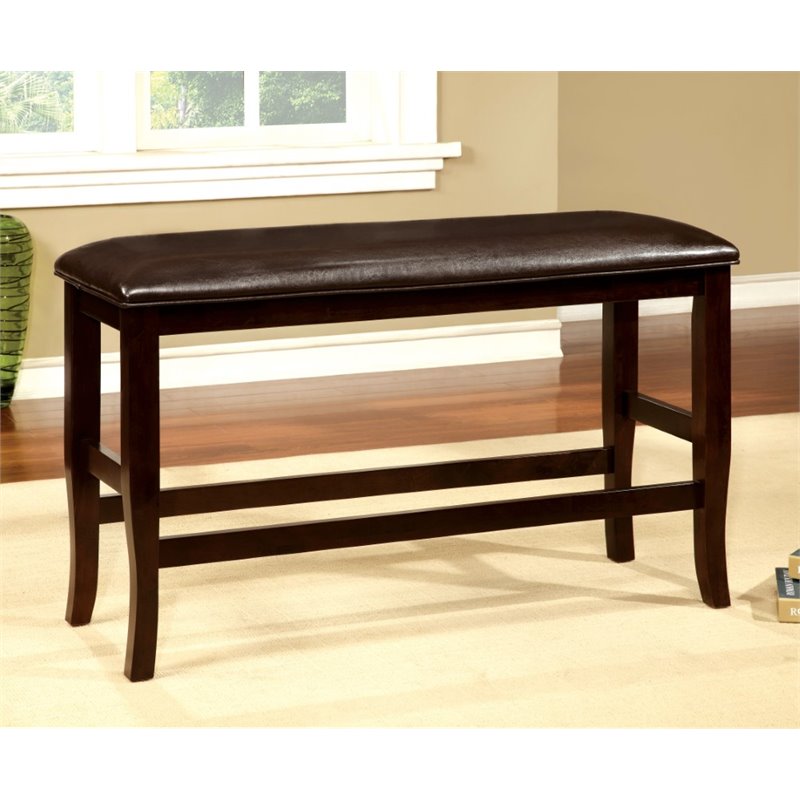 Furniture of America Arriane Faux Leather Counter Dining Bench in