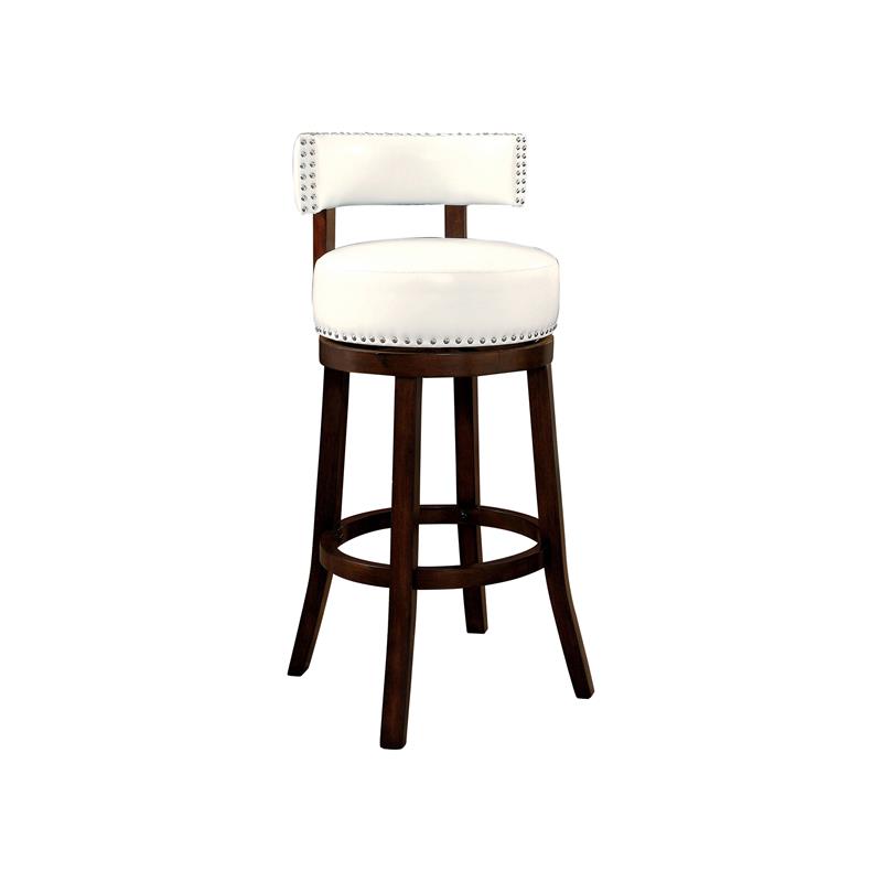 Furniture of America Tendel 24Inch Faux Leather Bar Stool in White (Set of 2) IDFBR6251WH24