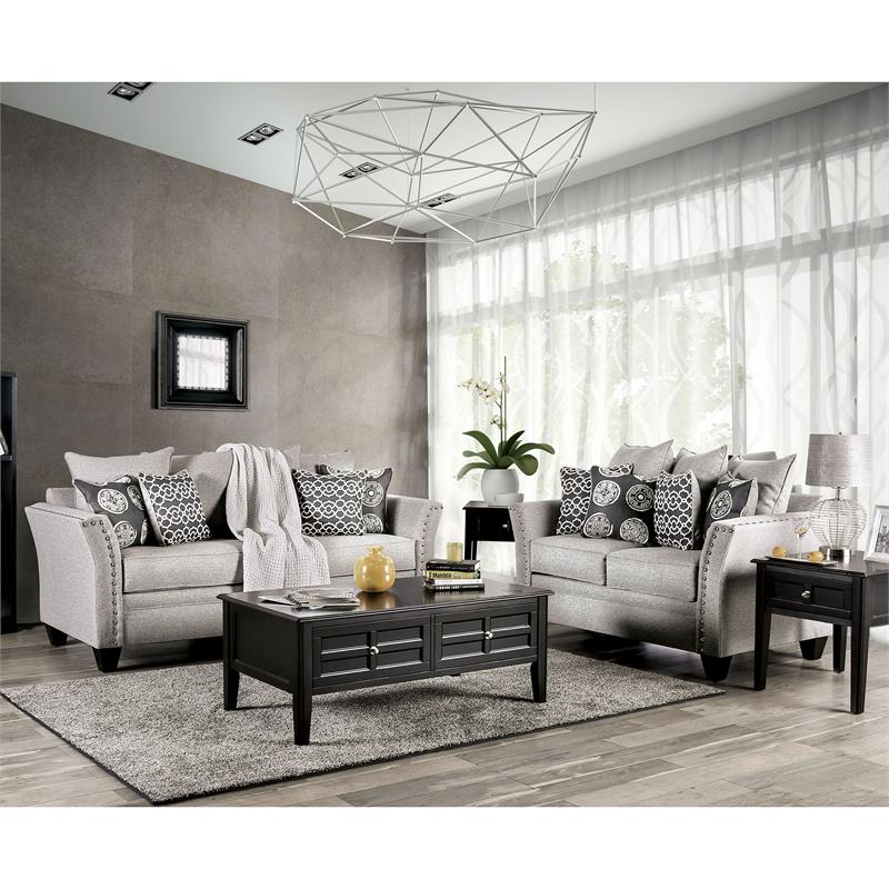 Furniture of America Boulder Transitional Fabric 2Piece Sofa Set in