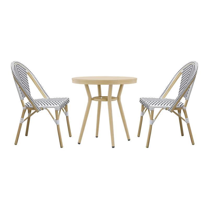 Furniture of America Devey Metal Patio 3Piece Table and Chair Set in