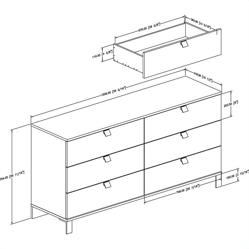 South Shore Cakao Double Dresser in Chocolate 3259010