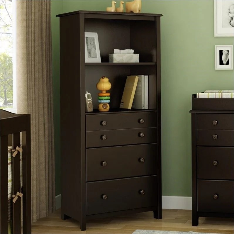 South Shore 2 Shelf Bookcase South Shore Little Smileys 2 Shelf Bookcase with Drawers in Espresso