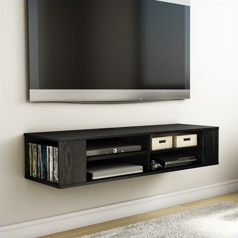 South Shore City Life Wall Mounted Media Console Black Oak TV Stand eBay