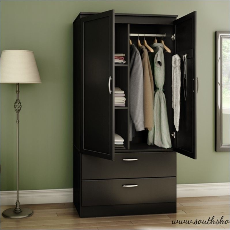 South Shore Acapella Wardrobe Armoire in Pure Black 5370038