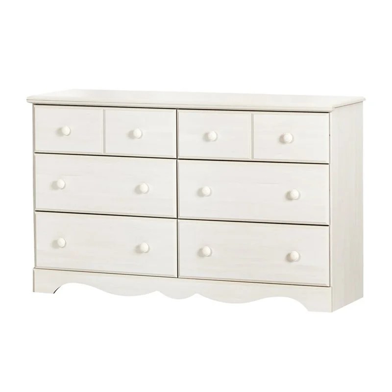 South Shore Summer Breeze 6 Drawer Dresser in White Wash 3210027