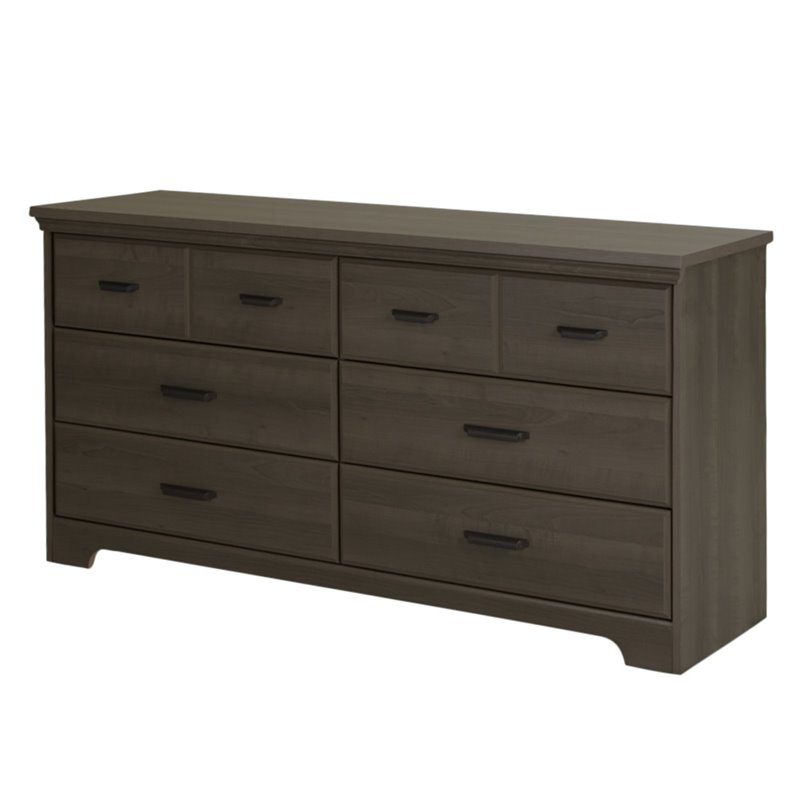 South Shore Versa 6Drawer Contemporary Wood Double Dresser in Gray