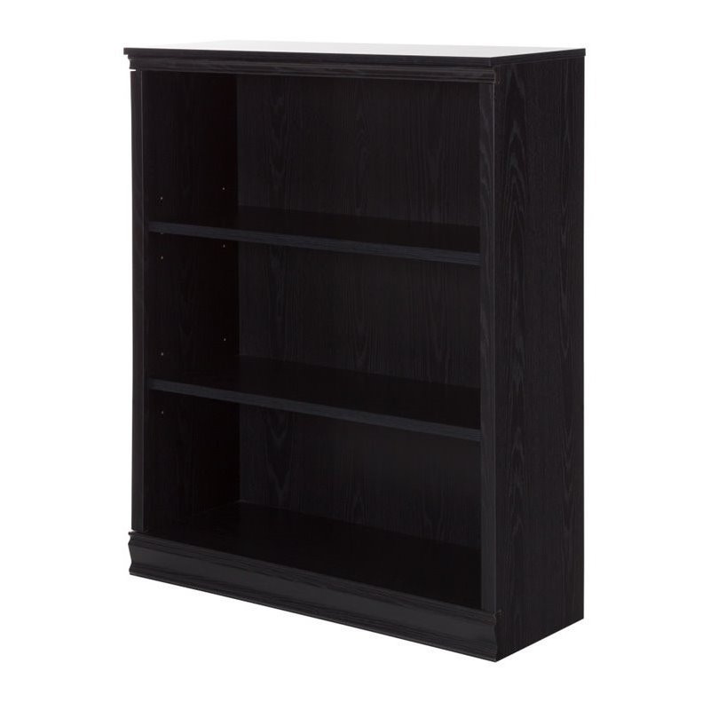Open Sided 3 Shelf Bookcase Black And Light Oak South Shore 3 Shelf Bookcase in Black Oak 10140