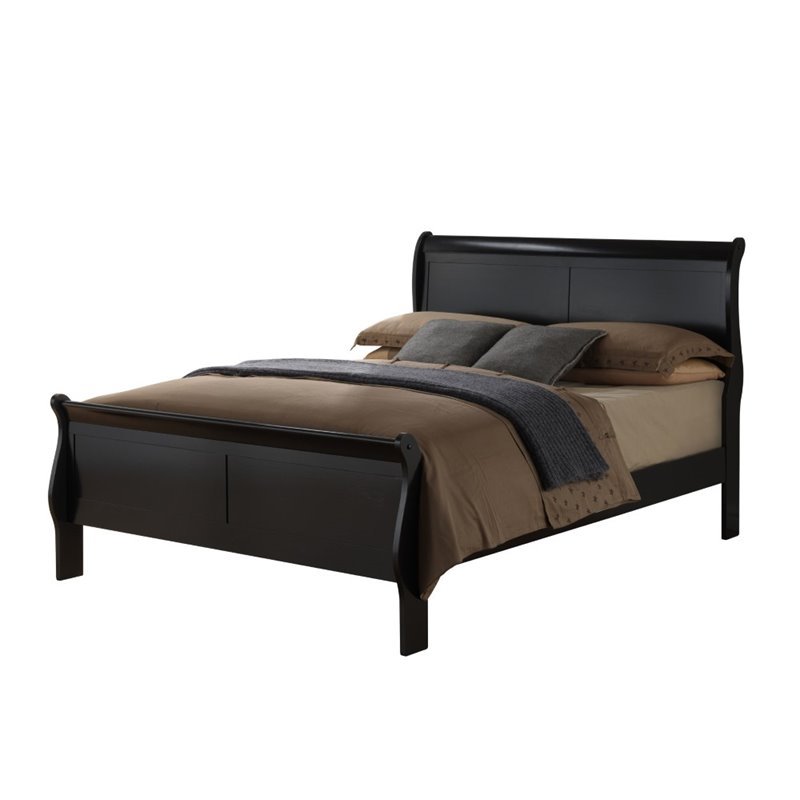 Bowery Hill Queen Platform Sleigh Bed in Black Cymax Business