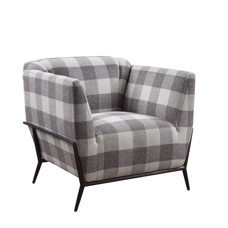 Bowery Hill Contemporary Plaid Accent Chair in Cherry BH47521972995