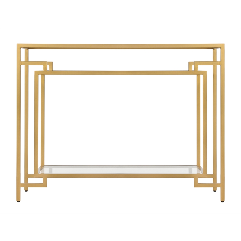 Tommy Hilfiger Gemma 3 Tier Glass Top Console Table in Satin Gold FUST20053A