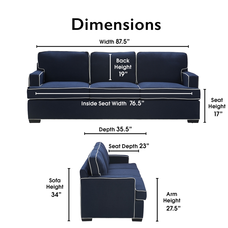 Tommy Hilfiger Cardiff Sofa American Navy with White Piping