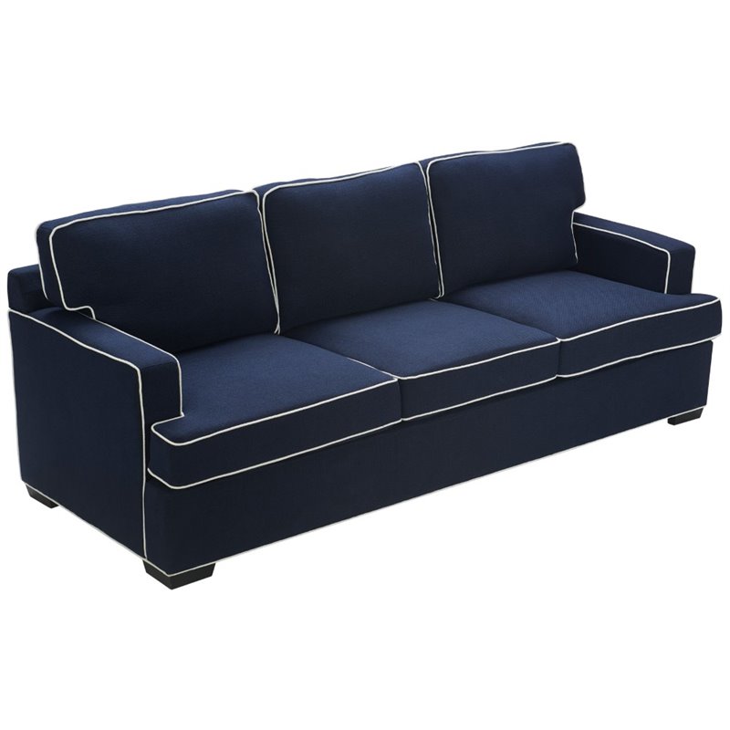 Navy Blue Sectional Sofa With White Piping