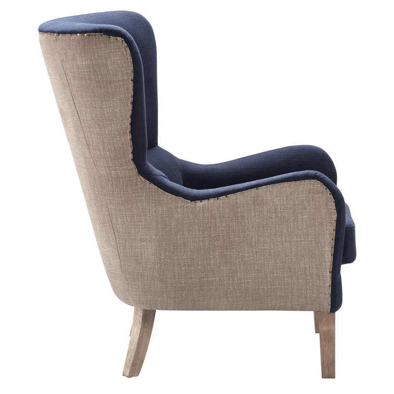 Tommy Hilfiger Warner Wingback Chair Two Toned Brown and Navy UPH20059B