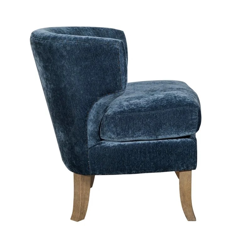 Tommy Hilfiger Swansea Wingback Barrel Chair Navy Blue Crushed Velvet