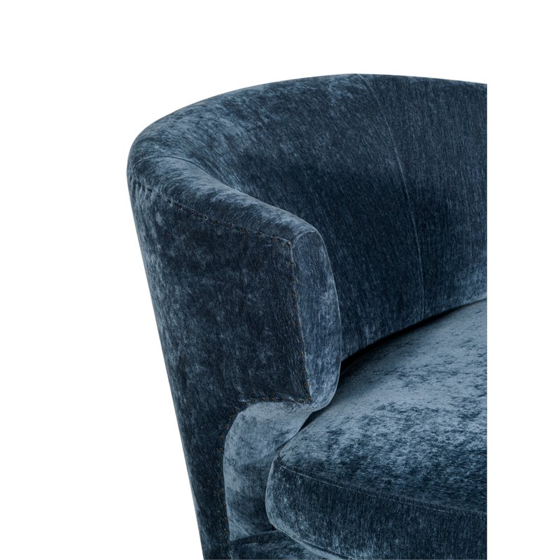 Tommy Hilfiger Swansea Wingback Barrel Chair Navy Blue Crushed Velvet
