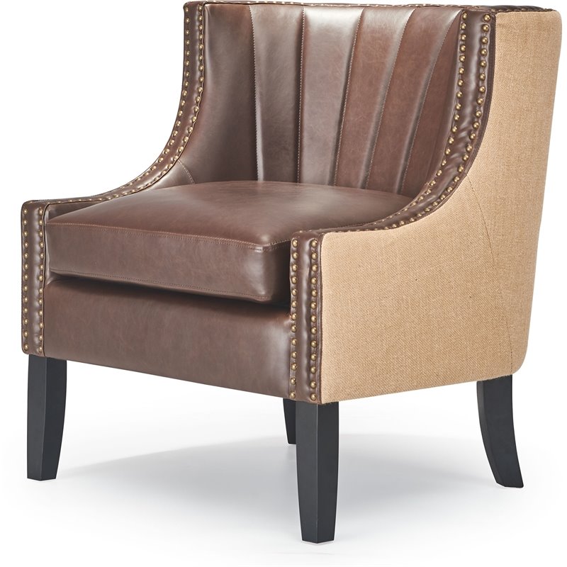 Tommy Hilfiger Dorset Traditional Faux Leather Club Accent Chair Brown