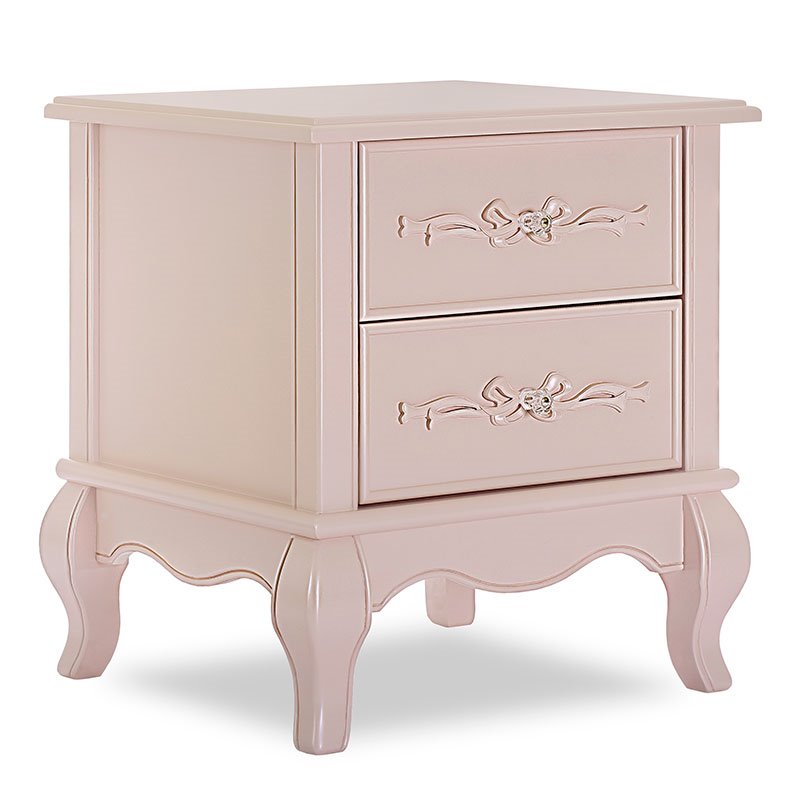 Evolur Aurora 2 Drawer Kids Nightstand in Blush Pink Pearl 836BL