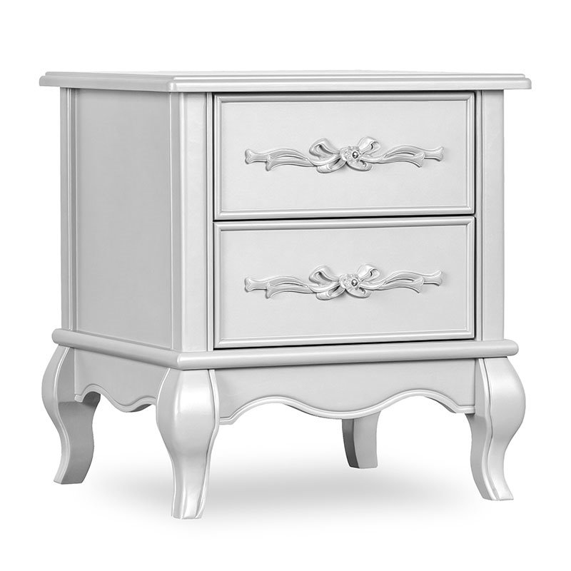Evolur Aurora 2 Drawer Kids Nightstand in Akoya Grey Pearl 836SM