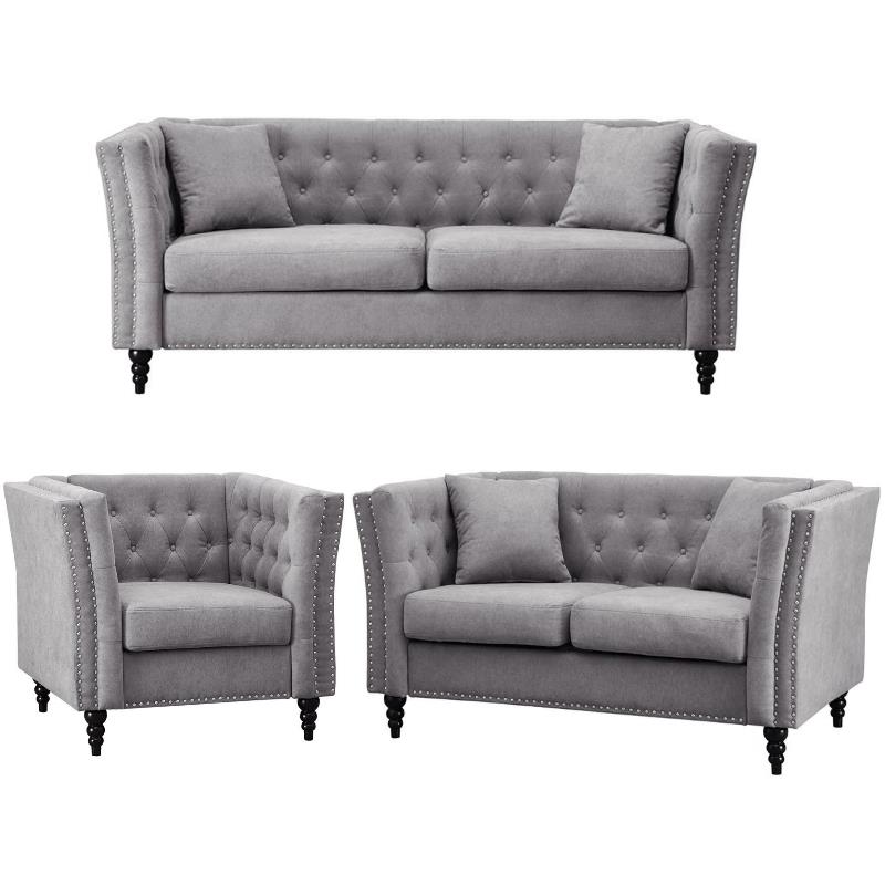 Home Square 3 Piece Living Room Set with Sofa Loveseat and Accent Chair