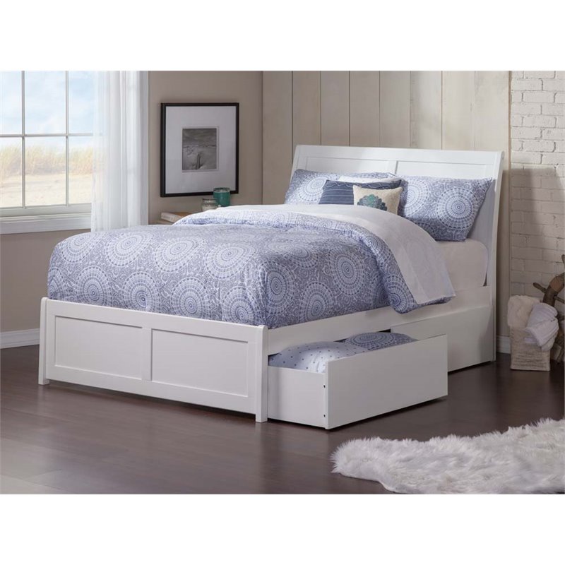 Storage Platform Bed Full White / Pemberly Row Traditional Hardwood