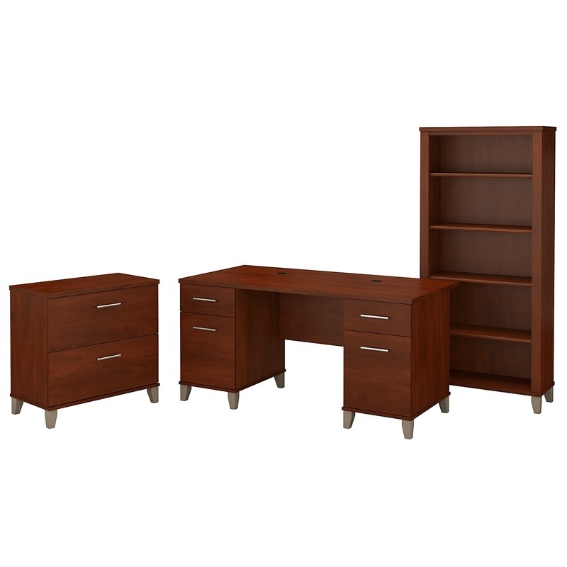 Bush Furniture Somerset 60W Office Desk with File and Bookcase