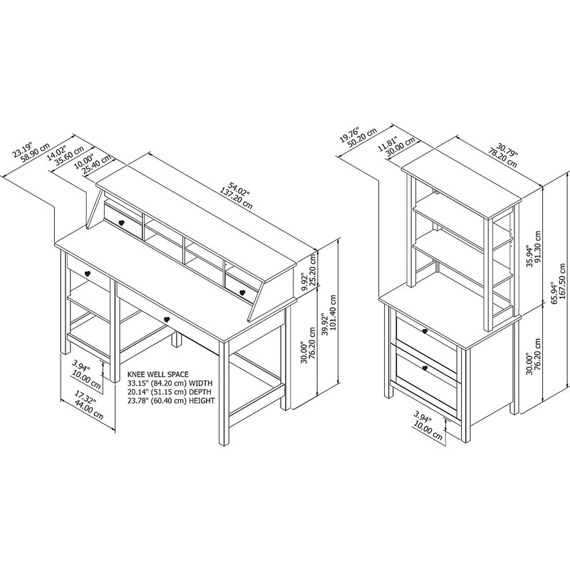 Bush Furniture Mayfield 54W Computer Desk with Shelves and Storage
