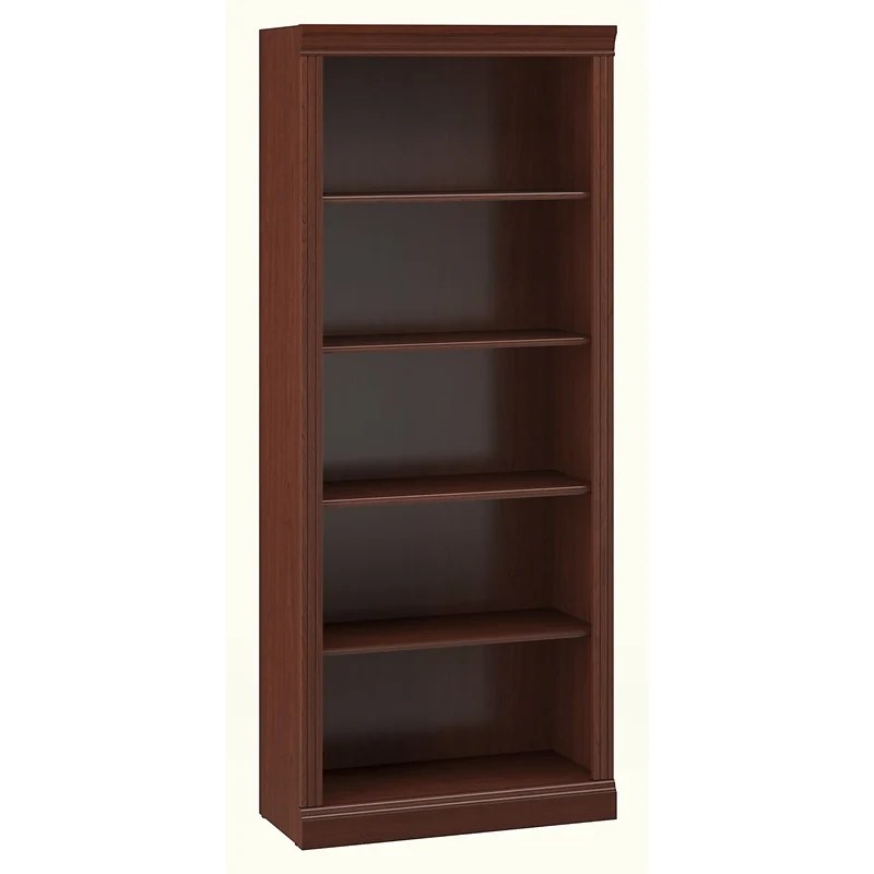 Bush Furniture Saratoga 5 Shelf Wood Bookcase in Harvest Cherry Cymax Business