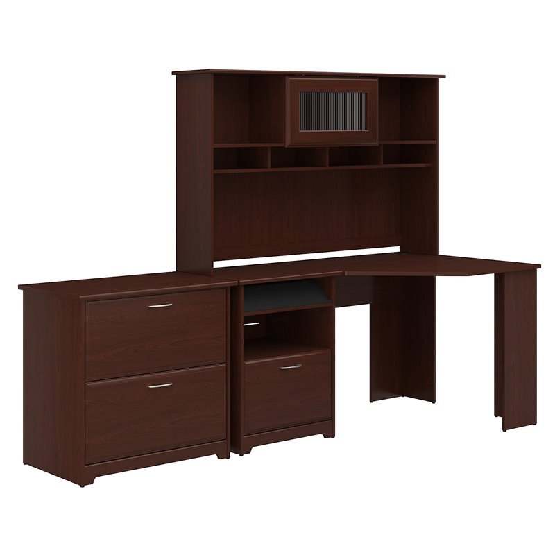 Bush Furniture Cabot Corner Desk with Hutch and Lateral File