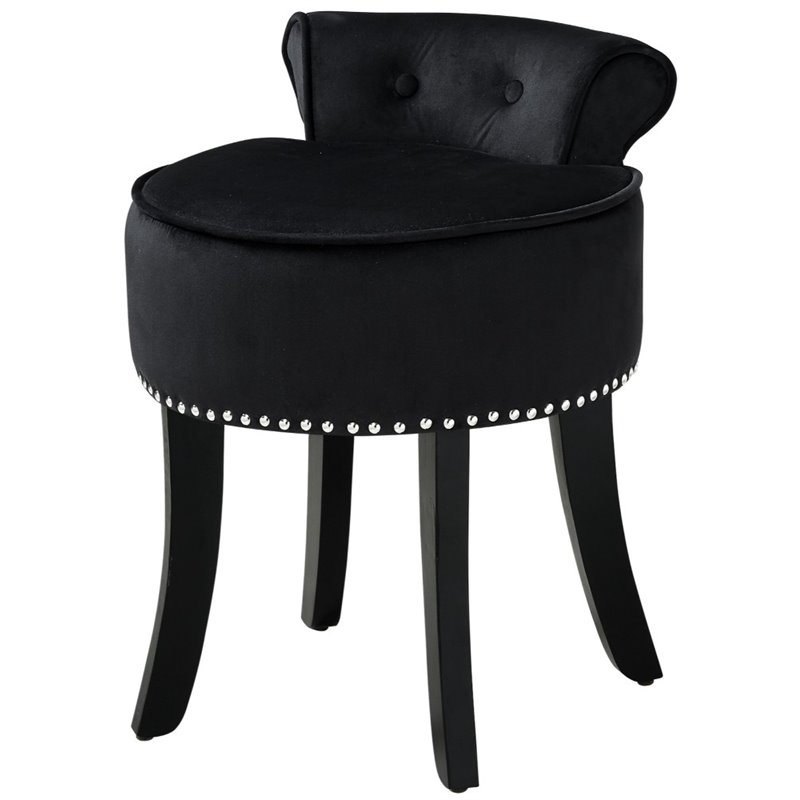 Sure to become an instant statement piece, this. posh living alena tufted velvet vanity stool with nailhead trim in black