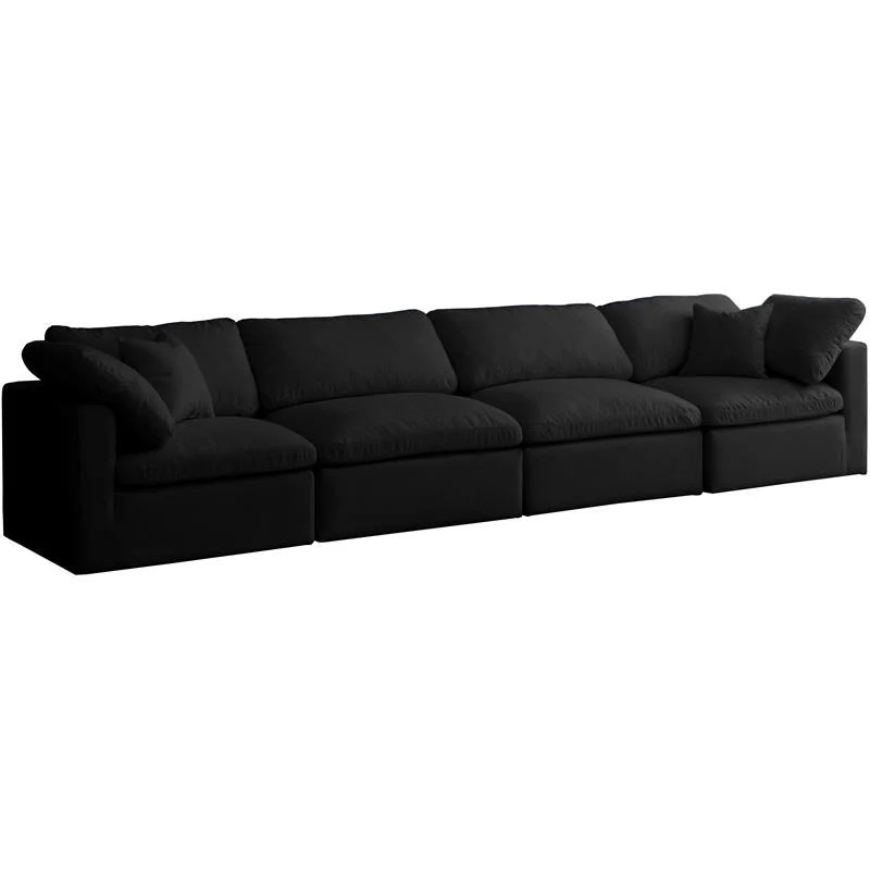 Meridian Furniture Plush Standard Black Velvet Modular Sofa
