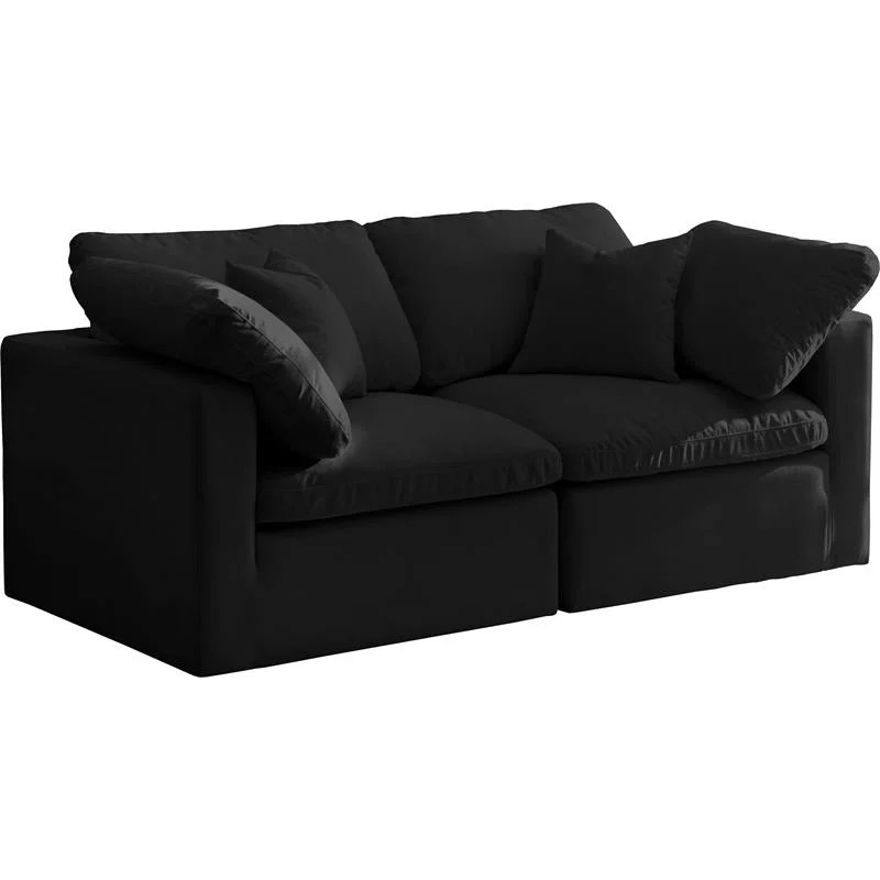 Meridian Furniture Plush Standard Black Velvet Modular Sofa Cymax