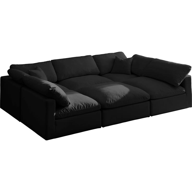 Meridian Furniture Plush Standard Black Velvet Modular Sectional