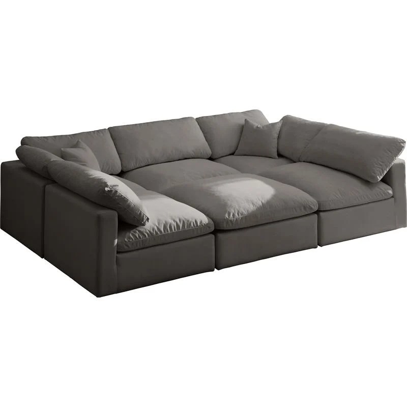 Meridian Furniture Plush Standard Gray Velvet Modular Sectional