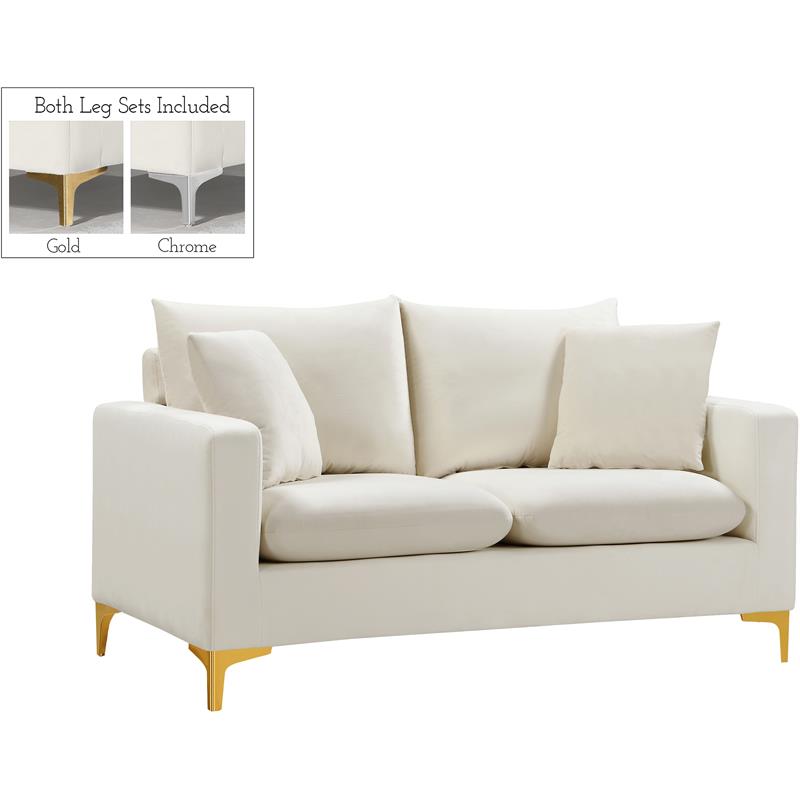 Meridian Furniture Naomi Cream Velvet Loveseat