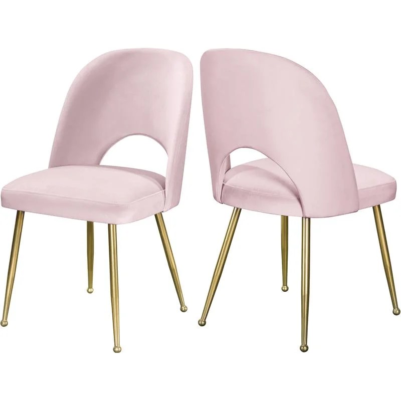 Meridian Furniture Logan Pink Velvet Dining Chair (Set of 2