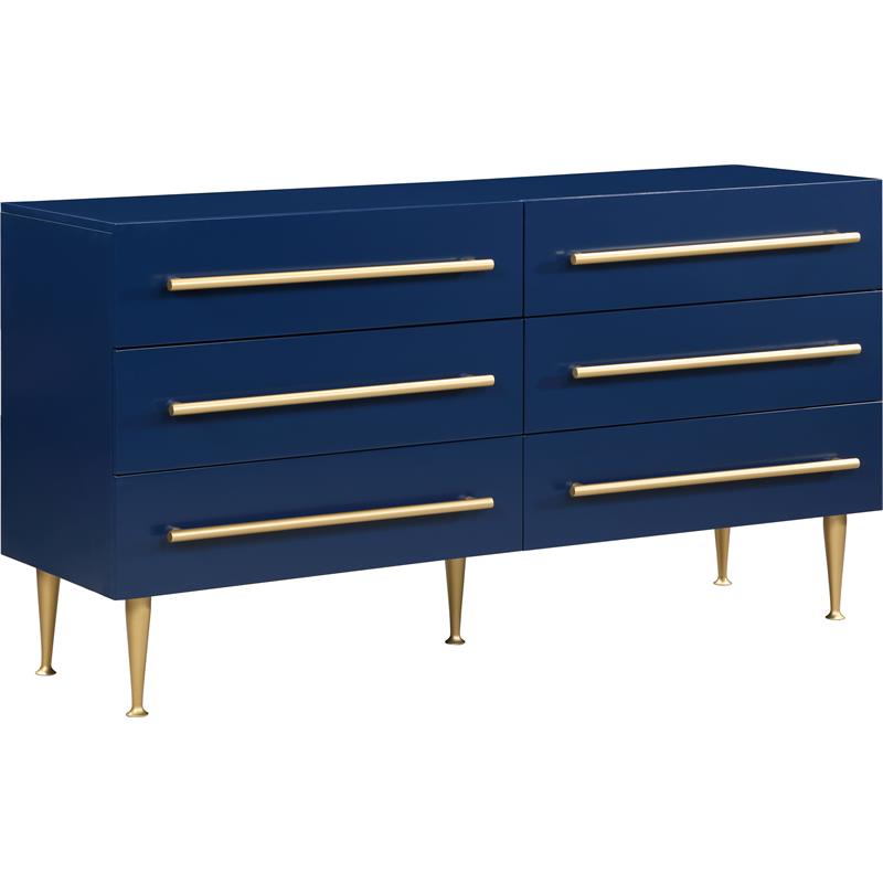 Meridian Furniture Marisol Contemporary Metal Dresser in Rich Navy
