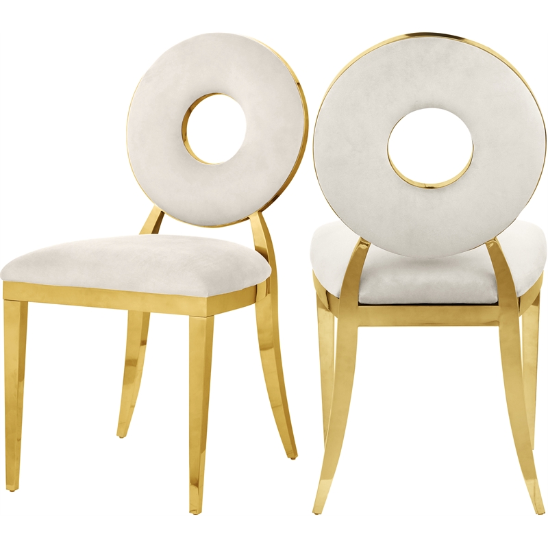 Meridian Furniture Carousel Cream Velvet Dining Chair (Set of 2