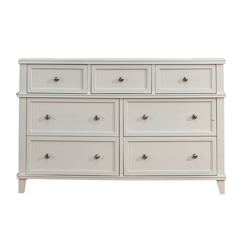 Alpine Furniture Potter 7 Drawer Wood Dresser in White Cymax Business