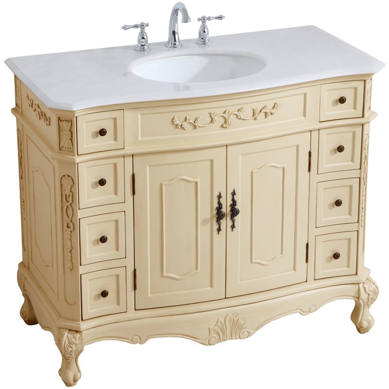 Elegant Decor Danville 42" Single Marble Top Bathroom Vanity in Light