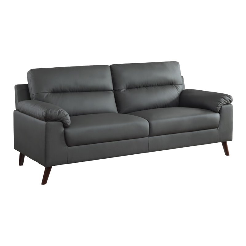 Lexicon Hattie Faux Leather Sofa in Gray 9334GY3