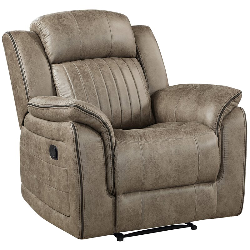 Lexicon Centeroak Modern Contemporary Microfiber Recliner in Sandy