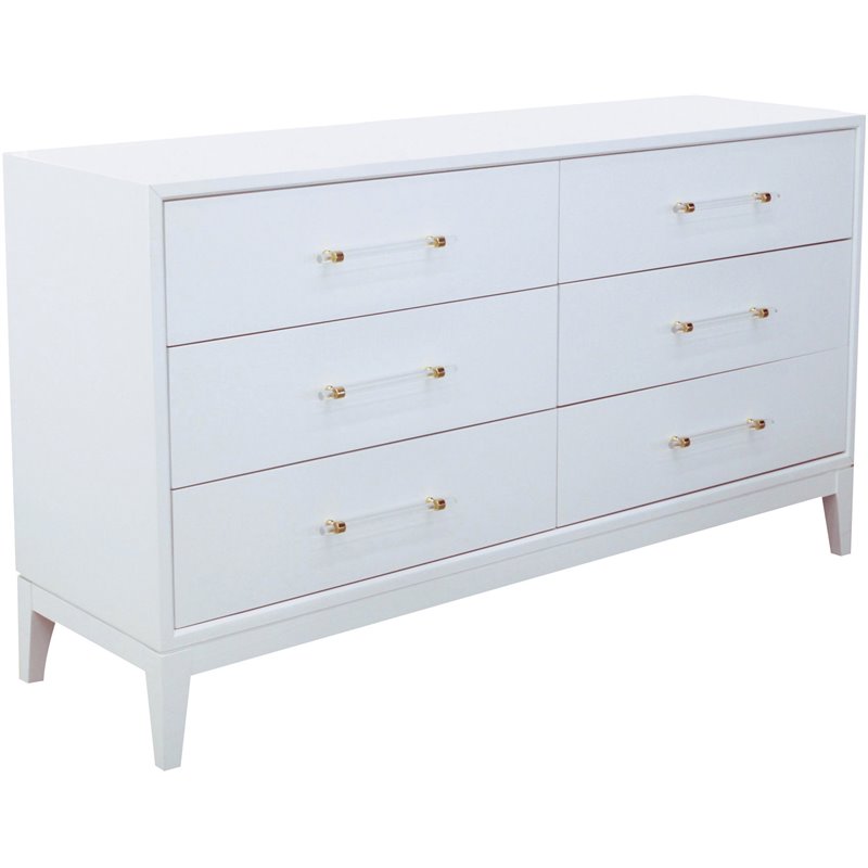 Best Master Furniture Orbis 61" Modern Wood Dresser in White Lacquer