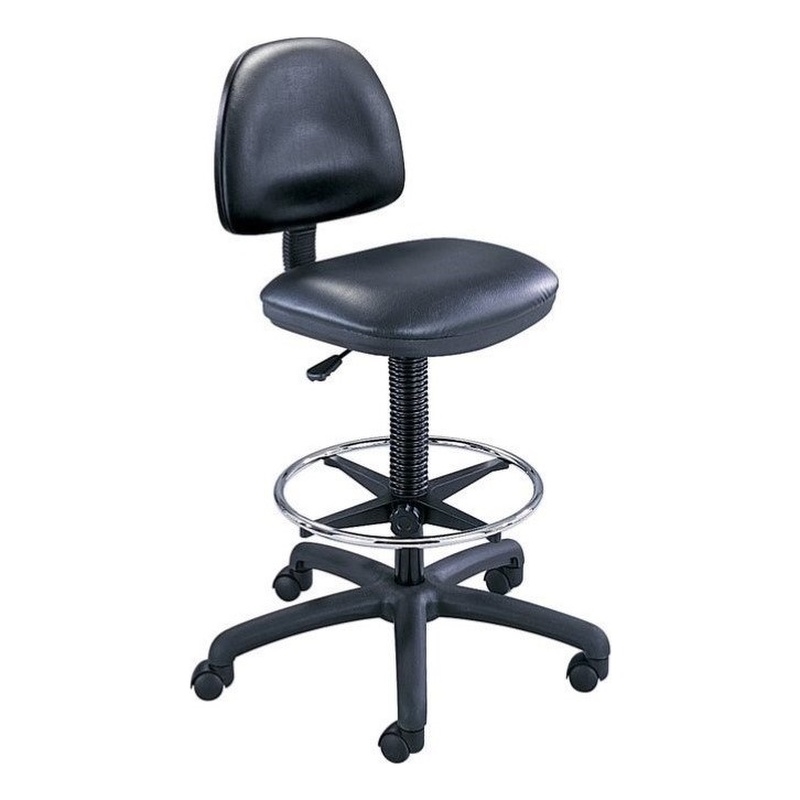 Safco Black Vinyl Precision Drafting Chair with Ring Foot Rest Cymax